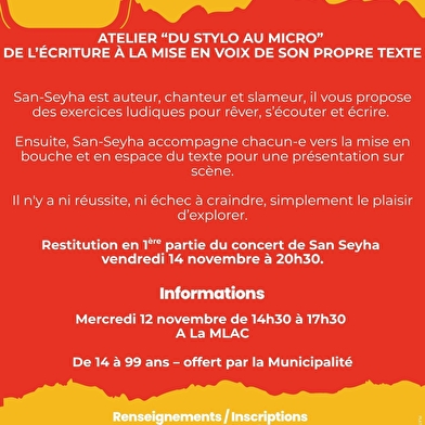 Atelier 'Du stylo au micro' - San Seyha - Cie Les Destins Animés