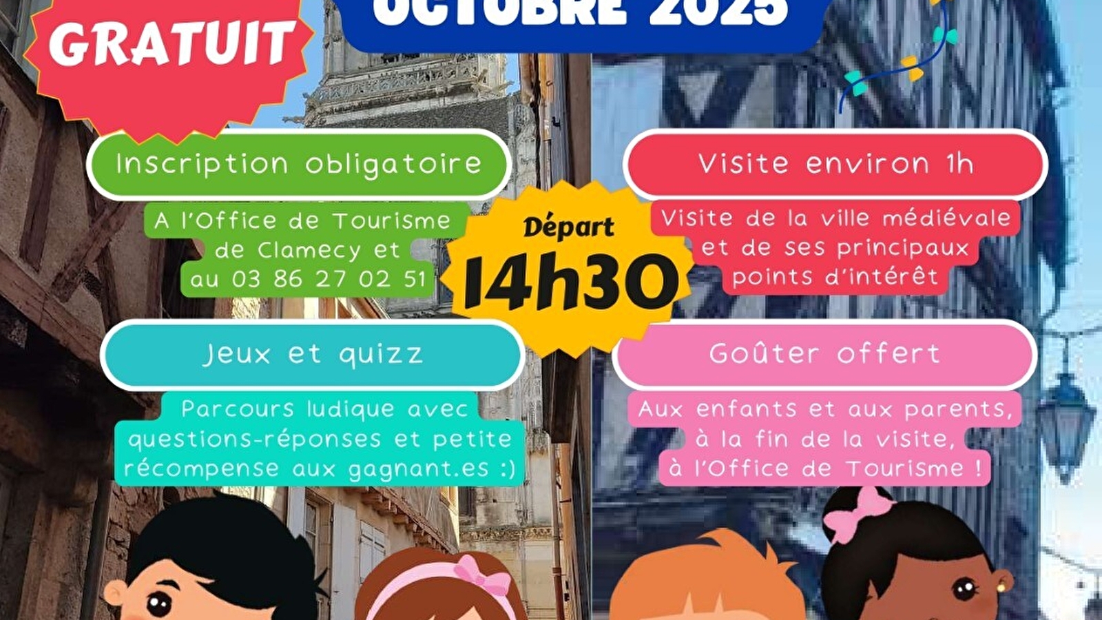 VISITE COMMENTEE LUDIQUE POUR ENFANTS DU CLAMECY MEDIEVAL