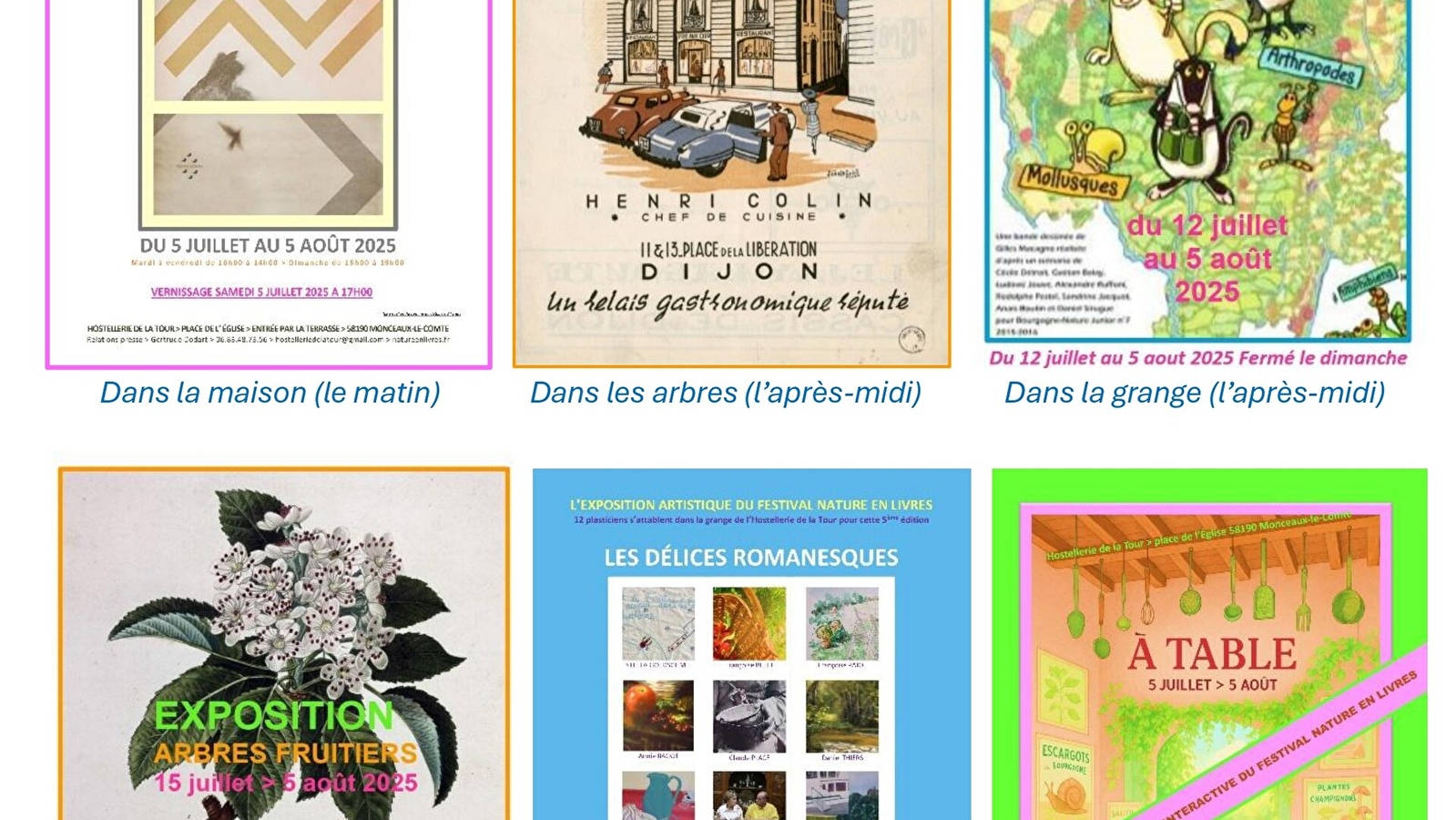 Festival Nature en livres - six expositions - Délices romanesques - Monceaux-Le-Comte